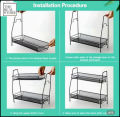r,Premium 2-Tier Metal Spice Racks kitchen organizer - Multipurpose storage rack kitchen Organizer, Wall-Mounted Design, Portable Jar Stand, Bathroom Storage Shelf, Shampoo Holder, Makeup Stands - Black/White. 