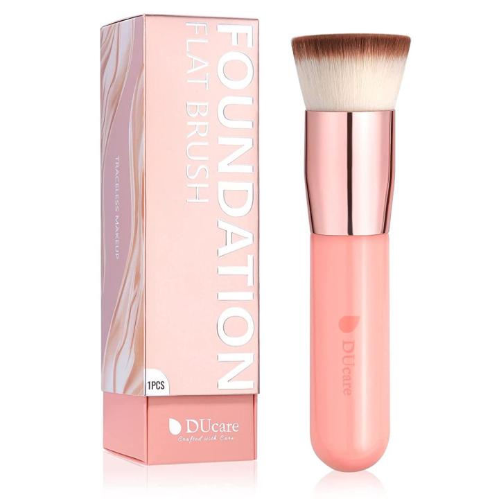 DUcare Foundation Brush for Makeup, Flat Top Kabuki Professional Makeup Brush - Pink