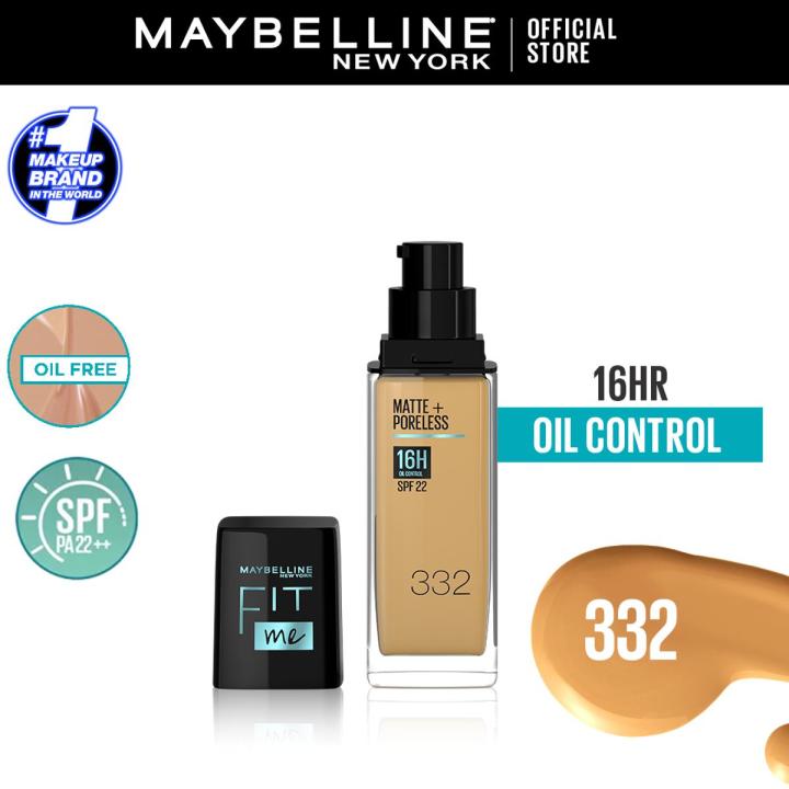 Maybelline New York - NY Fit Me Matte + Poreless Liquid Foundation SPF 22 332 Golden Caramel 30ml For Normal to Oily Skin
