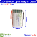 3.7V 420mAh, 650mAh, 800mAh, 850mAh Drone Battery – High-Performance LiPo Rechargeable Battery for RC Drones, Quadcopters & DIY Projects by Electrica. 