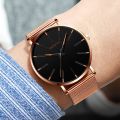 Luxury Black Watches Men Quartz Wristwatches Minimalist Men Fashion Ultra Thin Watches Simple Men Business Stainless Steel Belt. 