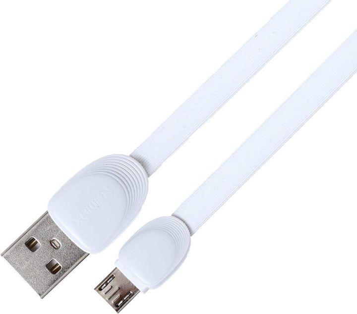 RemaxShell RC-040m Micro USB 2.1A Flat Design Fast Charging and Data Transfer Cable For Android Mobile Phones & Speakers 100 cm – Black/White