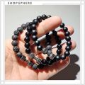 ShopSphere Black Dumbbell Bracelet Gym Bros Bracelet Volcanic Stone Adjustable Natural Stone Beads Bracelet Fitness Barbell Jewelry for Men. 