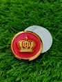 3D Golden Red Taj Crown Metal Logo Sticker With Double Tape For Bikes And Cars Decoration. 
