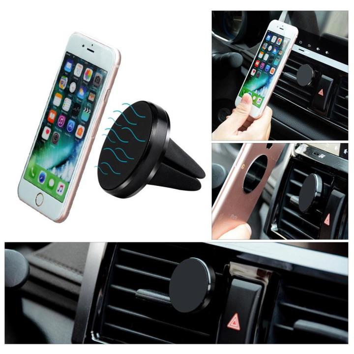 Magnetic Car Phone Holder Magnet Holder For Phone in Car Mobile Cell Phone Car Holder Stand Universal Wall Desk Metal Magnet Sticker Mobile Stand Phone Holder Car Mount Support - Black