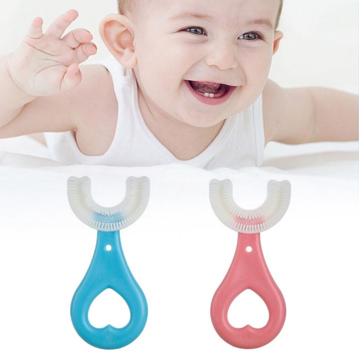 Baby Toothbrush Children's Teeth Cleaning Brush Kids U-Shaped Toothbrush For Children Mouth Oral Cleaning Brush 360 Degrees U Shaped Tooth Dental Training Toothbrushes Oral Care Portable Mouth-Cleaning Manual With Handle Daily Children's Cleaning Food