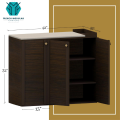 IS-001 - Oak Wood Iron Stand with 3 Cabinets Chest of Drawer Dark & Light Brown Polish Finish Storage Chester. 
