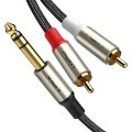 6.35 To 2 Rca Audio Cable Male To Male 1/4 Inch TRS To Dual Rca Stereo Sound Cord for Amp Subwoofer Head Mixer Balanced Cables. 