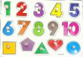 Preschool Wooden Alphabet Puzzle Board A4 Size (Numbers, basic shapes), Early Educational Toy for Toddlers and Kids. 