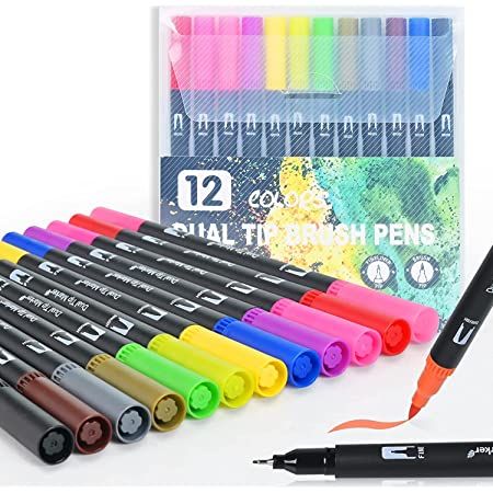 12%20Colour%20Dual%20Tip%20Brush%20Marker%20Pen,%20Colored%20Pen%20Fine%20Point%20Art%20Marker%20&%20Brush%20Highlighter%20Pen%20for%20Adult%20Coloring%20Hand%20Lettering%20Writing%20Planner%20Art%20Supplier(12%20Colors%20Pen%20Set)%20-%20Image%202