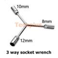 3 Way Y Shape Socket Wrench Hexagon Spanner Repair Hand Tool (8mm 10mm 12mm ). 