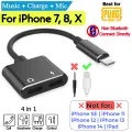 iPhone 4 in 1 Converter Gaming Dual Lightning Splitter Adapter with Music + Charge Compatible for iphone 7 8 X. 