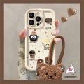 Fixed Borehole Bear Lanyard Case for Redmi 13 12C 13C 12 A1 10C 9T 9 10A 9C NFC 9A A2 Note 13 11 10 12 9 10s 8 11s Pro Max Poco M3 C40 C65 Cartoon Coffee Cookies Cute 3D Doll Case. 