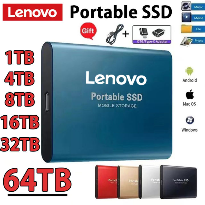 Lenovo Portable SSD External hard drive High-speed Mobile Solid State Drive 128TB External Storage Decives Hard Disks for PCMac