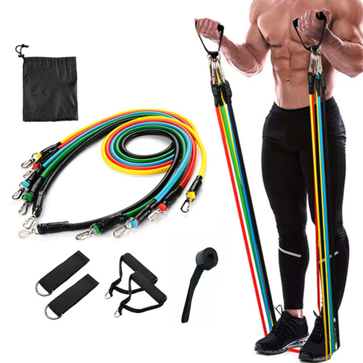 Power Exercise Resistance Band 5 in 1, Fitness Band set of 11 Piece, Training Tubes with Door Anchor & Ankle Straps for Resistance Training, Physical Therapy, Home Workout, Yoga, Pilates 11 Pcs
