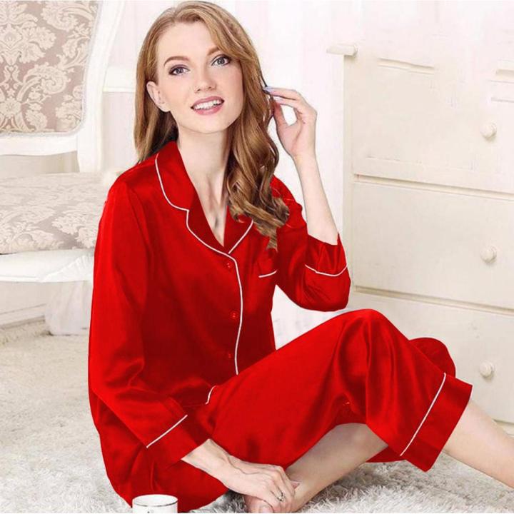 Plain Silk Night Suit For Women Silk Night Dress For Girls Silk
