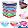 Silicone Lunch Box Leak Proof Collapsible Food Storage Meal Prep Container, BPA Free, Microwave Oven Dishwasher Freezer Safe, 750ML(1 Pack). 