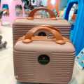 Makeup Travel Case 11 inch Hard Shell Cosmetic Organizer Bag Small Portable Make up Train Hand Luggage with Elastic Strap ABS Mini Suitcase for Women Girls,. 