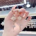 Lightweight Flower earrings Delicate Handmade Floral Fringe earrings Hypoallergenic Dangling White earrings for Casual wear Party accessory Summer fashion Wedding jewelry Gift for girls. 