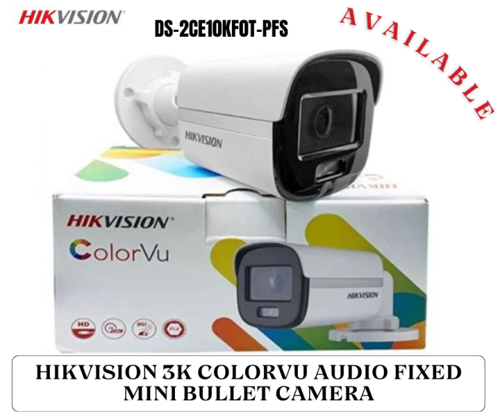 HIKVISION 3K ColorVu Audio Fixed Mini Bullet Camera | DS-2CE10KF0T-PFS(3.6mm)