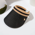 Korean version straw hat little bee empty top hat women's summer hat topless capless capless cap, sun protection versatile shade sun hat. 