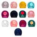 Flower Bow Baby Turban Hat Beautiful Color Kids Newborn Caps Soft Elastic Cotton Baby Girl Infant Beanie Hat New Born Same Color Bow. 