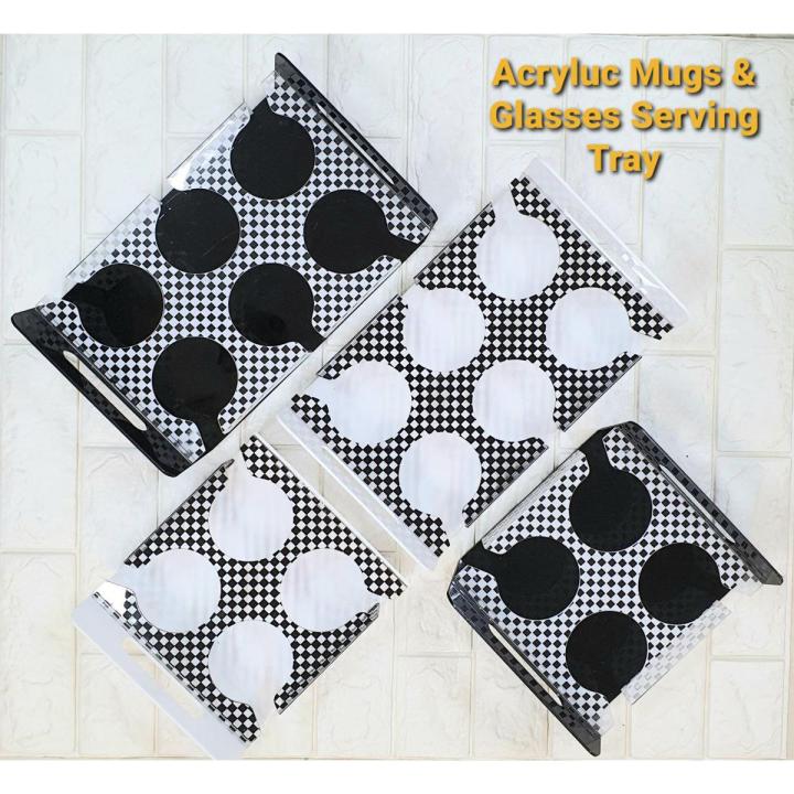 Imperial High Quality 6/4 Rectangle Slot Tray, Cup Display for Kitchenware, Acrylic Glass Holder, Black/White One Size