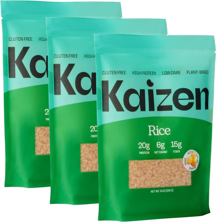 Kaizen Low Carb Keto Rice - Gluten-Free, High Protein (20g), Keto Friendly, Plant Based, Made with High Fiber Lupin Flour -  (Pack of 3)