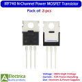 2Pcs Original IRF740 N-Channel Power MOSFET Transistor | High Voltage 400V 10A Fast Switching MOSFET for Inverters, Power Supplies & DIY Electronics by Electrica. 