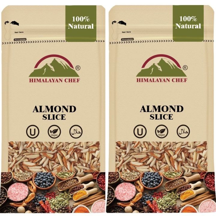 Pack of 2 - Himalayan Almond Slice Finest Quality 100% Pure And Highly Nutritious Bag - 100g each