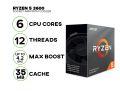 Outclass Ryzen 5 Gaming PC - Ryzen 5 3600 Processor, 16GB DDR4 RAM, 256GB NVMe M2, 500GB HDD, Dual band WiFi, 600 Watts 80 Plus PSU, Gaming White Side Glass Case with 3x ARGB Fans. 