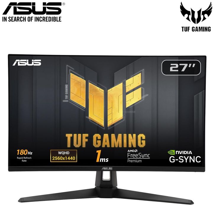 ASUS TUF Gaming VG27AQ3A 27inch 180Hz IPS Gaming Monitor QHD(2560x1440) Fast IPS, ELMB Sync, 1ms (GTG), Freesync Premium™, G-Sync compatible