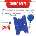 2-in-1 Super Lock Retractable ID Card Holder with Rotating Plastic ID Card Cover – Heavy-Duty and Flexible Combo for Office, School, and Staff Use. 