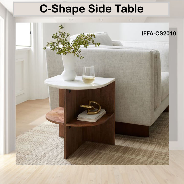 C Shape Side Table - Contemporary Design - Laptop Stand, Couch Table - End Sofa Table - Living room Table