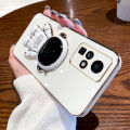 Maitus for Infinix Zero X Pro/Zero X Back Cover with Astronaut Hidden Stand Luxury 6D Plating Square Bumper Shiny Cases Soft Silicone Full Protection Mobile Phone Case for Boy Girls. 