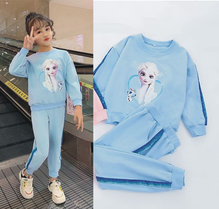 Disney Frozen Children Clothes Girl Elsa Baby Clothing Suit Tracksuit Kid Clothes Girl Set Autumn Toddler Outfits Pullover Pants