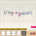 Happy Birthday Wall Hanging Bunting Banner With Star For Birthday Decoration Shiny Birthday Garland Cursive Style Banners For Party Decoration Available in Gold, Silver & Black. 
