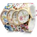 Juding 360 series fashion silicone color print flower women's watch blue and white porcelain color printed floral watch color printing watch. 