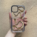 Luxurious black gold snake phone case for iPhone 14 13 12 11 pro Max X XR XS Max 7 8plus unique dragon shockproof soft TPU cover. 