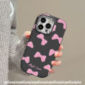 Cartoon Doodle Pink Bow Case for Oppo A17K A17 A60 A35 A57 A15 A16 A18 A7 A53 A38 A55 A58 A11 A12 A5 A5s A54 A76 A78 A79 A77 A74 A15s A9 A98 A52 A3s Reno 5 5F 4F Plating Metal Case. 