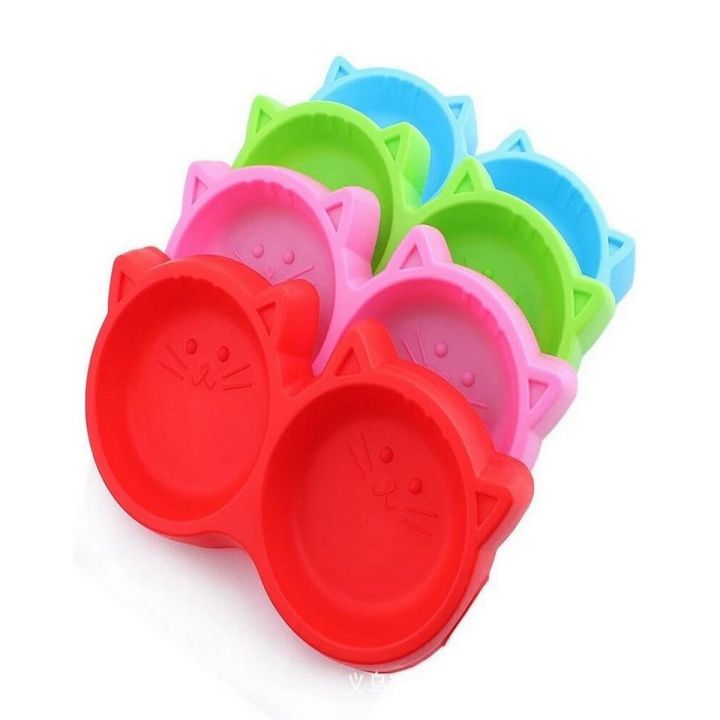 Pets Mart Dual Food Bowl Cat Shape - Color Pink
