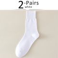 2 Pairs Large Size Men Socks Plus Long Cotton Loose Mouth Good Elastic Business Solid Party Dress Diabetic Socks Fathers EU43-48. 