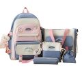 Rabify 17 Inches Canvas Material Multi Pieces Durable Imported Girl's Stylish Trendy Korean Style Bag Backpack for Girls University Bag College Backpack Set for Women School Bag. 
