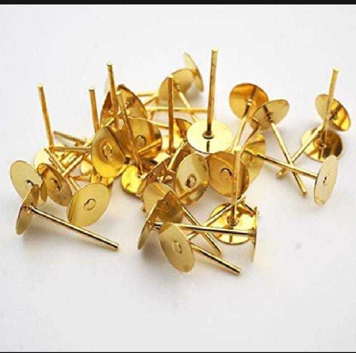 Stainless Steel Earring Posts with Flat Pad Blanks, Pin Studs & Clear Rubber Earring Backs – Safety Back Jewelry Findings