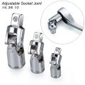 Universal Joint, Joint Adapter Ratchet Socket, Universal Sleeve Manual Tool Designed for All The Hexagonal Side Handle,3 Sizes Available 1/4-Inch, 3/8-Inch, 1/2-Inch Drive Set. 