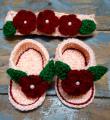 Cute Multi Color Woolen Handmade Crochet Baby Summer Sandal & Head Band. 