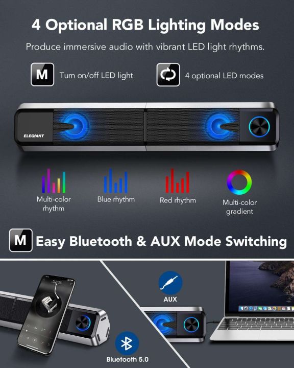 ELEGIANT%20SR400%20BT5.0%20Wireless%20Computer%20Speaker%202.0%20Dual%20Channel%20HiFi%20Stereo%20Sound%20Soundbar%20BT%20AUX%20USB%20Input%20RGB%20Light%20Effect%20-%20Image%204