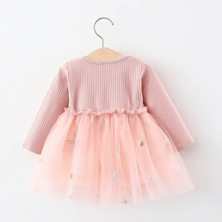 Autumn%20New%20Girl%20Dress%20Long%20Sleeve%20Round%20Neck%20Mesh%20Cute%20Big%20Bow%20Princess%20Dress%20Suitable%20for%209%20Months-3%20Years%20Old%20Baby%20-%20Image%204