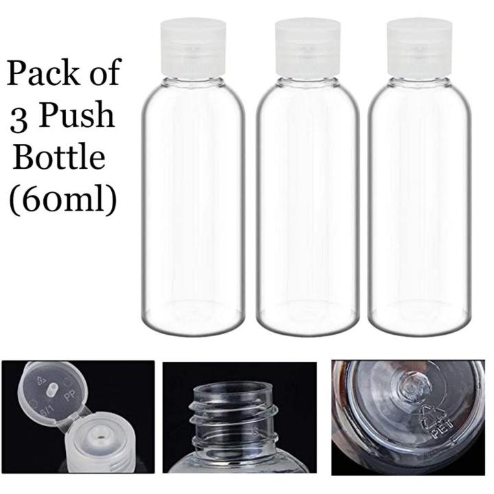 Empty Plastic Push Bottle 60ml / Empty Bottles for Hair Oil / Lotion Bottles Empty Push Bottles