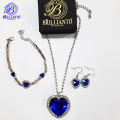 3 Pcs Titanic Blue Necklace Earrings Bracelet Set For Girls Best Gift Locket Metal Chain Simple Stylish Never Fade Pendant Jewelry Set for Girls. 